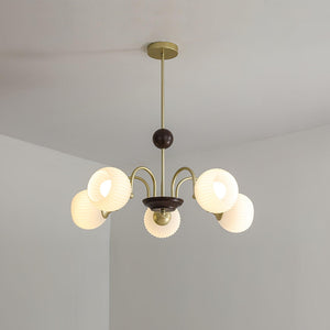 Sculptural Glass Ribbed Chandelier
