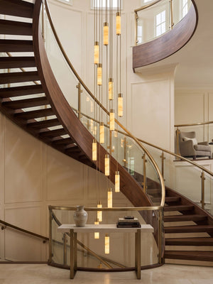 Slender Alabaster Column Chandelier