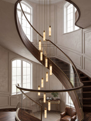 Slender Alabaster Column Chandelier