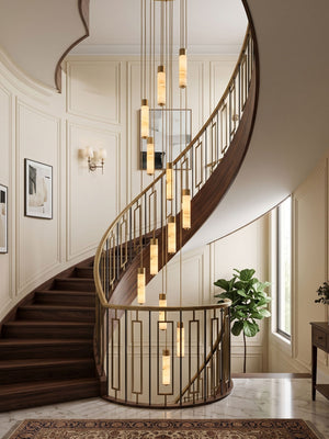 Slender Alabaster Column Chandelier