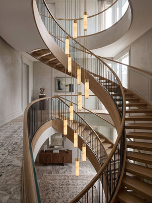 Slender Alabaster Column Chandelier
