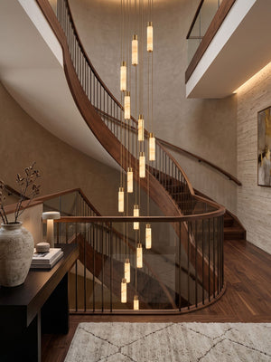 Slender Alabaster Column Chandelier
