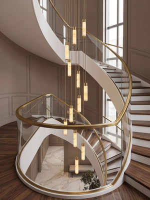 Slender Alabaster Column Chandelier