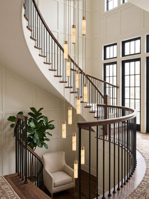 Slender Alabaster Column Chandelier