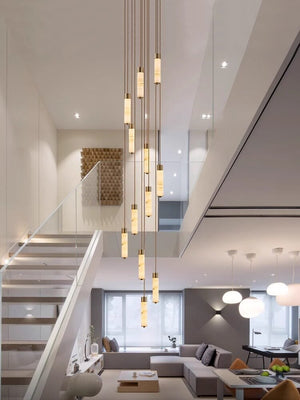 Slender Alabaster Column Chandelier