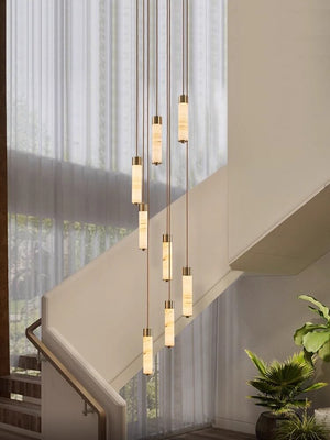 Slender Alabaster Column Chandelier