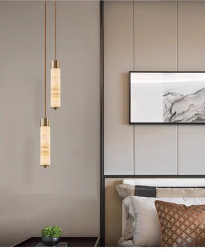 Slender Alabaster Column Chandelier