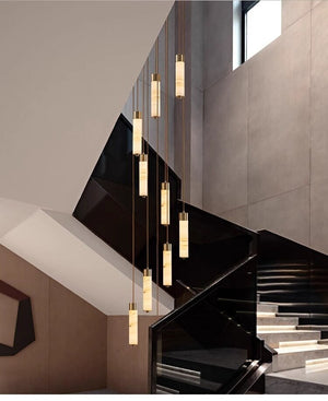 Slender Alabaster Column Chandelier