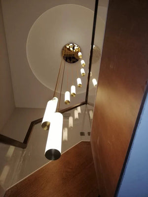 Slender Alabaster Column Chandelier