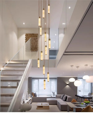 Slender Alabaster Column Chandelier