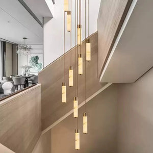 Slender Alabaster Column Chandelier