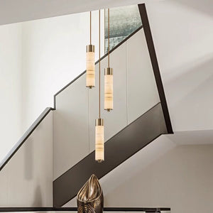 Slender Alabaster Column Chandelier