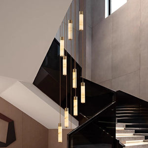 Slender Alabaster Column Chandelier