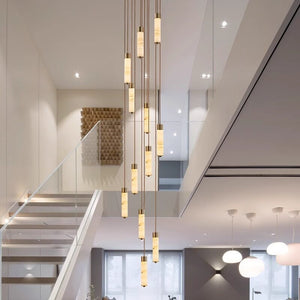 Slender Alabaster Column Chandelier