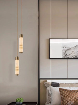 Slender Alabaster Column Chandelier