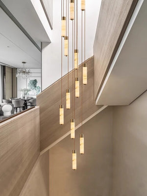 Slender Alabaster Column Chandelier