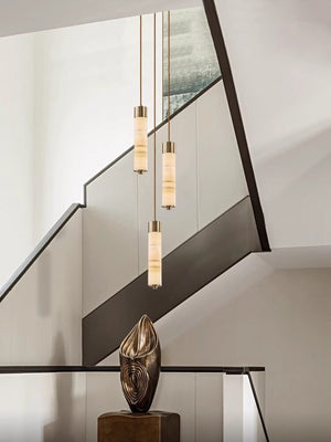 Slender Alabaster Column Chandelier