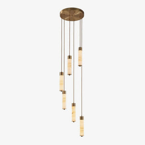 Slender Alabaster Column Chandelier