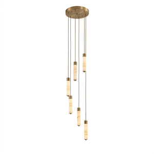 Slender Alabaster Column Chandelier