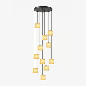 Square Alabaster Staircase Chandelier