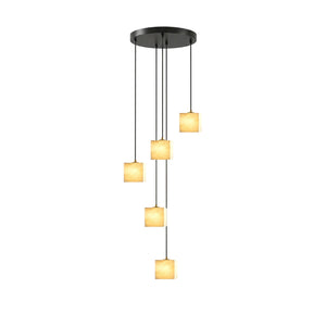 Square Alabaster Staircase Chandelier