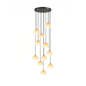 Petal Alabaster Dome Staircase Chandelier
