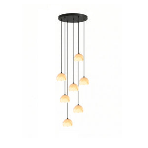 Petal Alabaster Dome Staircase Chandelier
