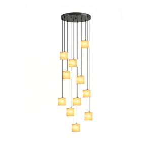 Square Alabaster Staircase Chandelier
