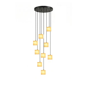 Square Alabaster Staircase Chandelier