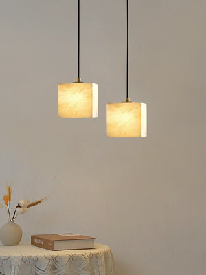 Square Alabaster Staircase Chandelier