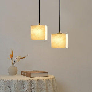 Square Alabaster Staircase Chandelier