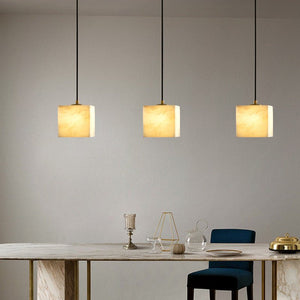 Square Alabaster Staircase Chandelier