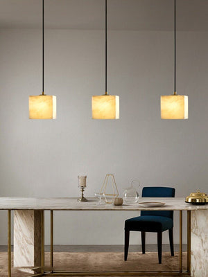 Square Alabaster Staircase Chandelier
