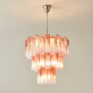 Pink Glass Tubes Chandelier
