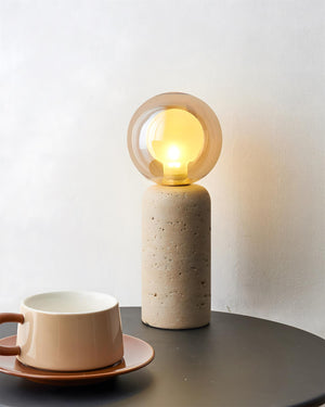 Stilla Orb Travertine Table Lamp