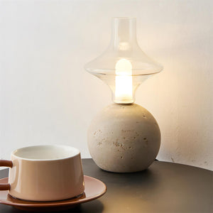 Stilla Orb Travertine Table Lamp