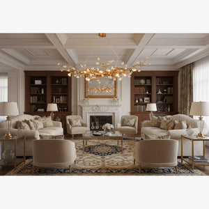 Stone Crystal Brass Chandelier