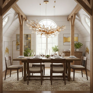 Stone Crystal Brass Chandelier