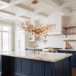 Stone Crystal Brass Chandelier
