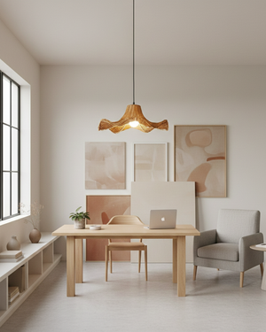 Straw Pleat Pendant Lamp