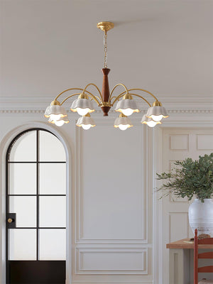 Swedish Modern Gold Chandelier