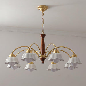 Swedish Modern Gold Chandelier