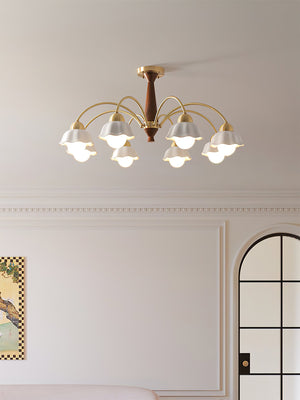 Swedish Modern Gold Chandelier