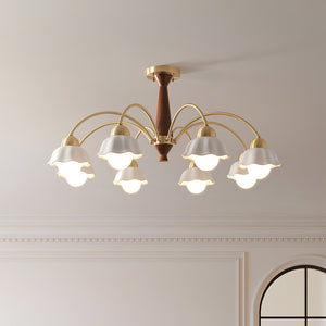 Swedish Modern Gold Chandelier