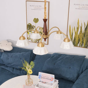 Swedish Modern Gold Chandelier