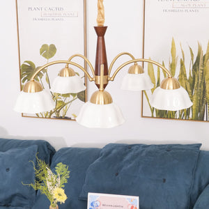 Swedish Modern Gold Chandelier