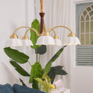 Swedish Modern Gold Chandelier
