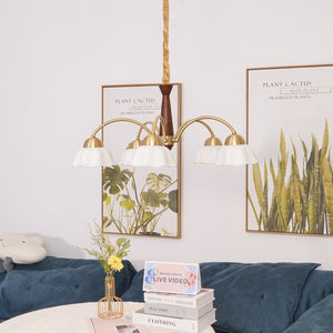Swedish Modern Gold Chandelier