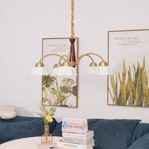 Swedish Modern Gold Chandelier