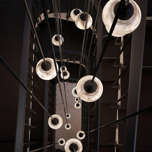Faceted Alabaster Cluster Chandelier